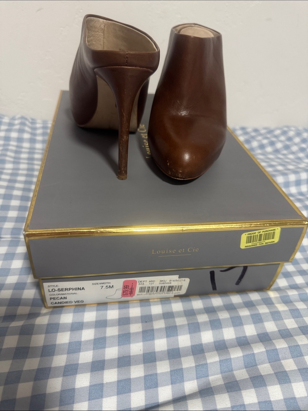 Louise et Cie Pecan Brown Leather Stiletto Mules